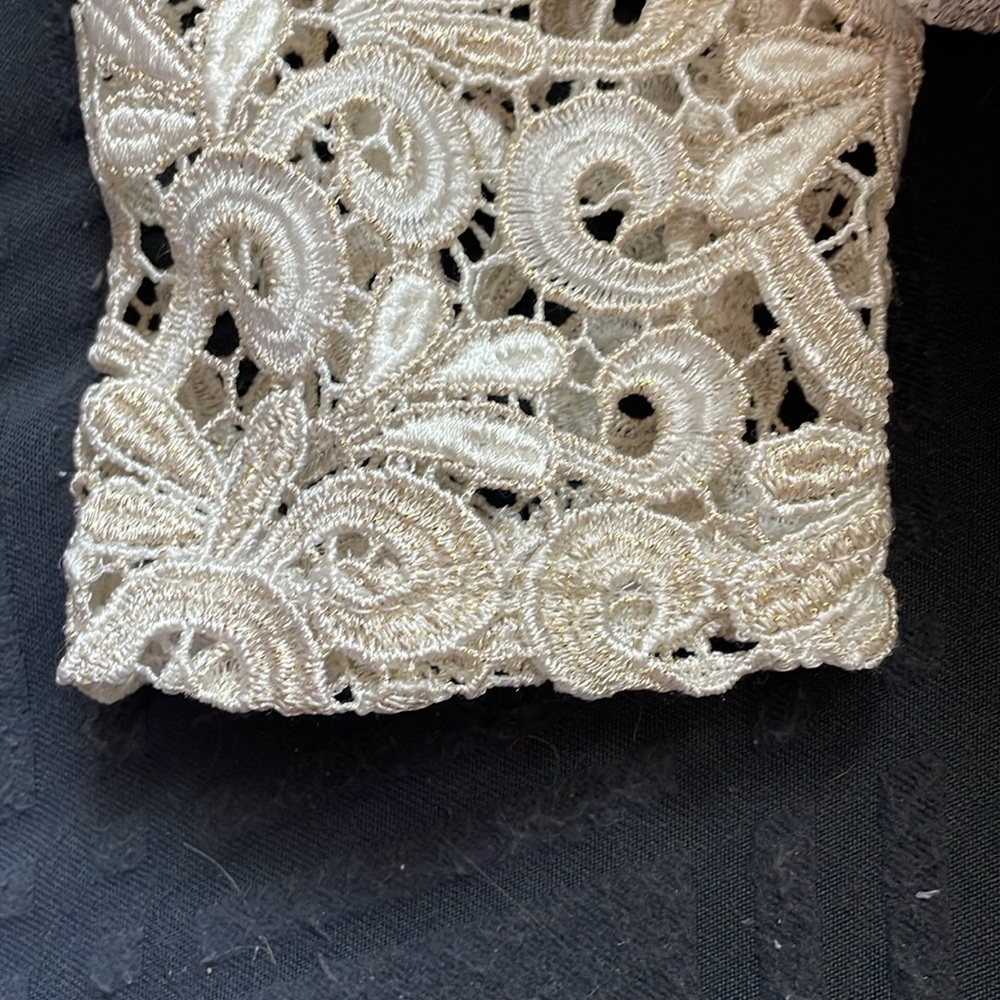 Marina Lace Ivory and Gold long sleeve bolero jacket - Picture 4 of 7